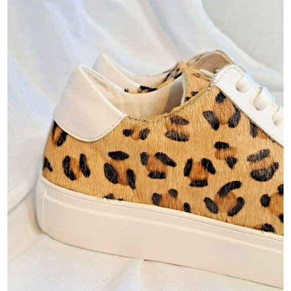 Myra Size 9.5/40 Leopard Hairon Calf Hair Leather Platform Sneaker Low Rise - Picture 4 of 16